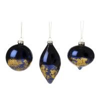 Шар на ёлку 8см синий с золотом