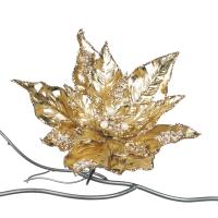 Пуансеттия на клипе 26см золото