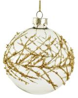 Шар на ёлку с прозрачным золотым узором в виде ветвей, 8 см 68488