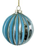 Шар на ёлку Голубые линии 8см 70264