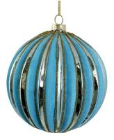 Шар на ёлку Голубые линии 10см 70265