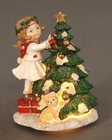 Фигурка с подсветкой  Девочка с ёлочкой 14см 14084