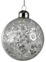 Шар на ёлку 8см серебро 66259