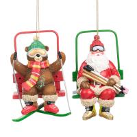 Игрушка на ёлку Санта/Мишка на горнолыжном подъёмнике 9,5см TR19187