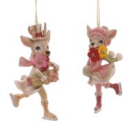 Игрушка на ёлку Оленята на коньках 11см 18090