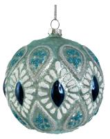 Шар на ёлку Голубой орнамент 9см 65830