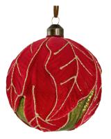Шар на ёлку "Пуансеттия" 10см 66349