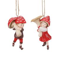 Игрушка на ёлку Дети с грибом 10см D42002