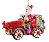 Игрушка на ёлку автомобиль с Сантой 11см 68291