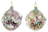 Шар на ёлку с рельефным цветком 11см 65509