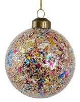 Шар на ёлку с разноцветными хлопьями внутри 8см 66247