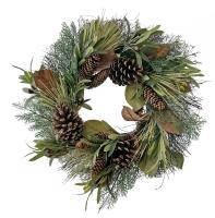 Венок с шишками и ветками оливы 60см 64827