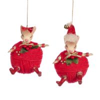 Игрушка на ёлку Мышка в клубке 18см B88501