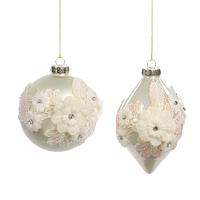 Декор - Шар на ёлку с цветком 10см