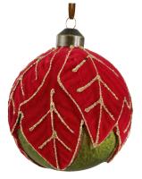 Шар на ёлку "Пуансеттия" 8см 66348