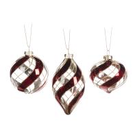 Шар на ёлку Бордовая спираль 8см P29247