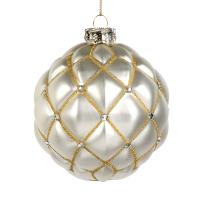 Шар матовый с золотым декором 10см