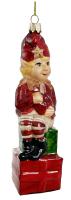 Игрушка на ёлку Эльф с подарками 15см 65955