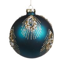 P30634 Шар на ёлку Перо павлина 10см синий
