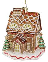 Игрушка на ёлку Пряничный домик 12см стекло 65921