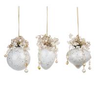 Шар на ёлку с декором жемчужинами 9см IF10205