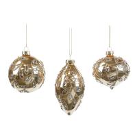 P31565 Шар на ёлку Драгоценные листья 8см