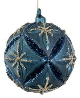 Шар на ёлку с золотыми блёстками и синими пайетками, 10 см 68723