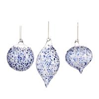 Шар на ёлку Синие капли 8см P29251