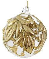 Шар на ёлку прозрачный, с сусальным золотом и золотым глиттером 10см 69143