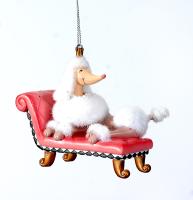 Игрушка на ёлку Пудель на тахте 8см