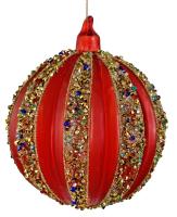 Шар на ёлку Алые линии 10см 66290