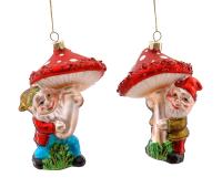 Игрушка на ёлку Гном с грибочком 11см 13382