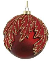 Шар на ёлку Бархатные листья 10см 70303