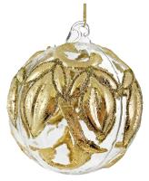 Шар на ёлку, прозрачный, с сусальным золотом и золотым глиттером 8см 69142