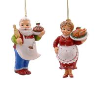 Игрушка на ёлку Санта и Миссис Санта кулинары 10см 16434