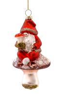 Игрушка на ёлку Гном на грибе 14см 16247