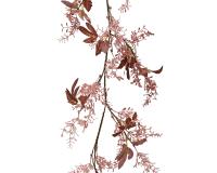 Гирлянда декоративная с ветками и листьями 130см розовая