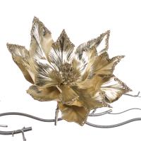 Цветок Пуансеттии на клипе 30см металлик SP20762