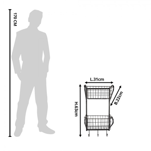 Настенная полка с 2-мя корхинами