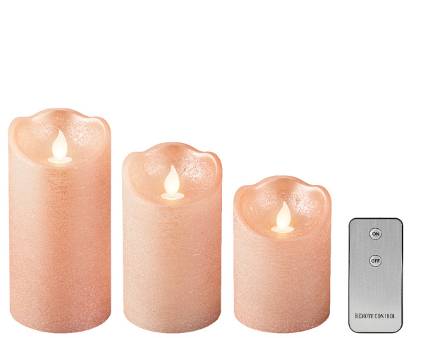 Набор светодиодных свечей с пультом ДУ светло-розовый