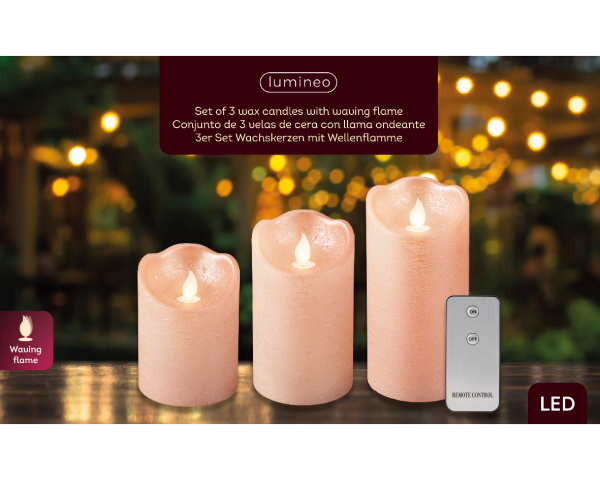 Набор светодиодных свечей с пультом ДУ светло-розовый
