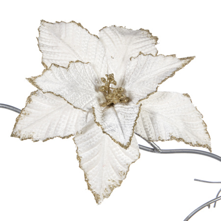 Цветок Пуансеттии на клипсе 30см
