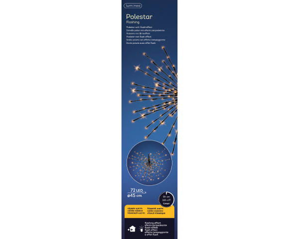 Светодиодное украшение Полярная звезда 45см 72 теплых белых LED ламп с мерцанием