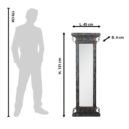 52S279 Настенное зеркало в деревянной раме 131см