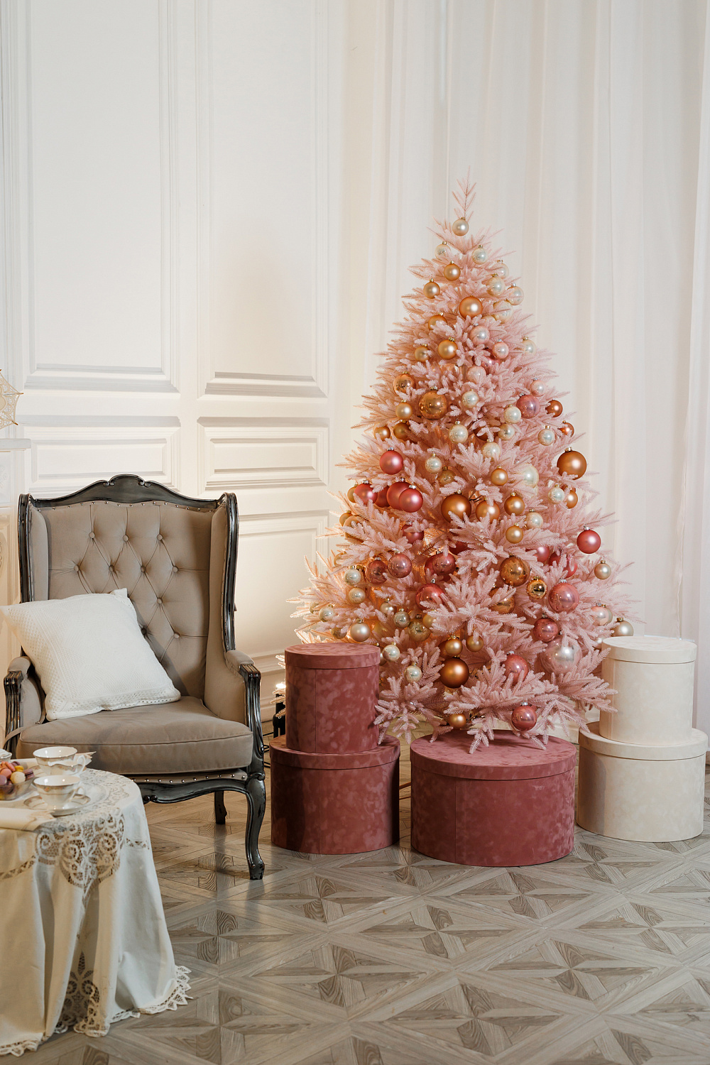 Ель искусственная литая Розовая 2,1м