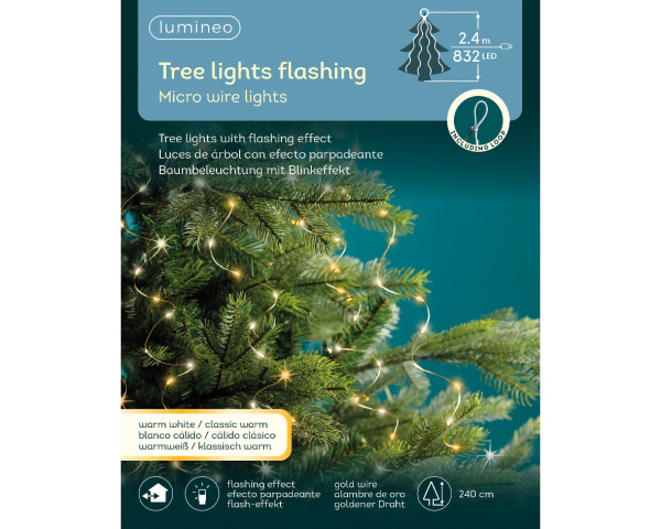 Гирлянда на ёлку Лучи 832 белых  и желтых LED огней 240см 496187