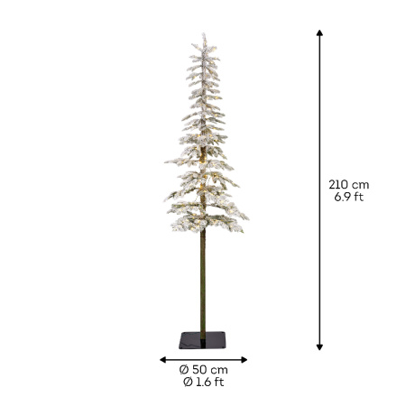 Ель узкая на стволе Альпийская 210см заснеженная с огнями 674072