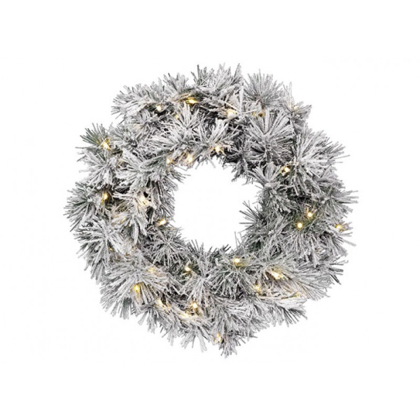 Венок сосновый в снегу с электро-гирляндой 50