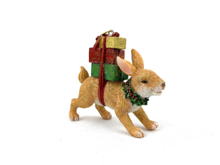 Игрушка на ёлку Кролик с подарками 9см