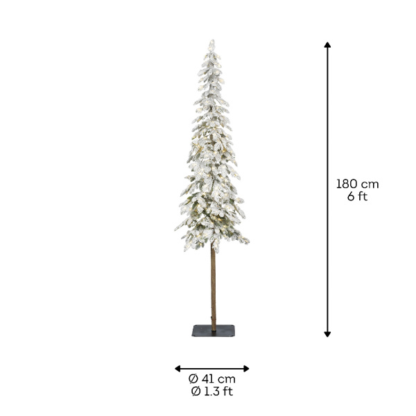 Ель узкая на стволе Альпийская 180см заснеженная с огнями 674071